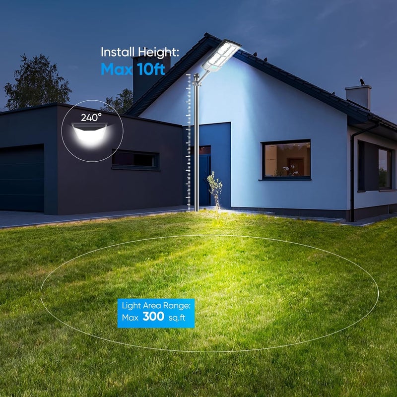 MoMyofdy 2025 أضواء الشوارع الشمسية الجديدة في الهواء الطلق مقاومة للماء 6500K 20000LM 5730 LEDs أضواء مواقف السيارات الشمسية من الغسق إلى الفجر مع مستشعر حركة وتحكم عن بعد للإضاءة في المناطق الخارجية، عبوة 2 - Image 2